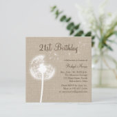 麻の布の21歳の誕生日招待状 素敵な願い 招待状 (スタンド正面)