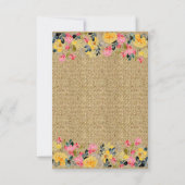 麻の生地に咲く国花のウェディング招待状 RSVP 招待状 (裏面)