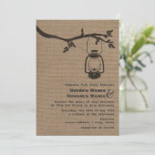 麻の織物に着想を得たアウトドア/キャンプ ウェディング 招待状 (スタンド正面)