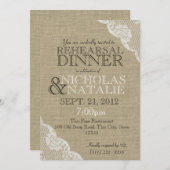 麻の織物風のリハーサルディナー招待状 招待状 (正面/裏面)