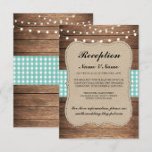 麻の葉のクラフト結婚式の受付カード 木製 ティール 招待状 (正面/裏面)