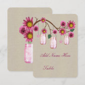 麻の葉のピンクのメイソンジャー テーブルプレイスカード 招待状 (正面/裏面)