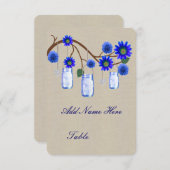 麻の葉のブルー メイソンジャー テーブルプレースカード 招待状 (正面/裏面)