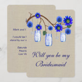 麻の葉のブルー メイソンジャー 花嫁のカード 招待状 (正面/裏面)