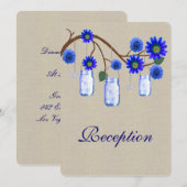 麻の葉のブルー Mason Jar 受付カード 招待状 (正面/裏面)