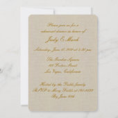 麻の葉のラスティックイエロー メイソンジャー リハーサルディナー 招待状 (裏面)