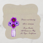 麻の葉のラスティックパープルメイソンジャー受付カード 招待状 (正面/裏面)