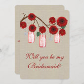 麻の葉の素朴な赤いメイソンジャー 花嫁のカード 招待状 (正面/裏面)