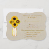 麻の葉の素朴な黄色のメイソンジャー返信カード 招待状 (正面)