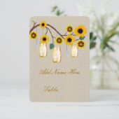 麻の葉の素朴な黄色のメイソンジャー テーブルプレースカード 招待状 (スタンド正面)