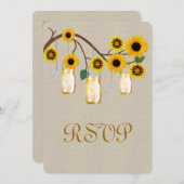 麻の葉の素朴な黄色のメイソンジャー 返信カード 招待状 (正面/裏面)