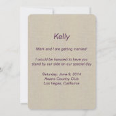 麻の葉の紫のメイソンジャー ブライドメイド カード (裏面)