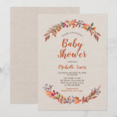 麻の葉の花 秋の男の子ベイビーシャワー招待状 招待状 (正面/裏面)