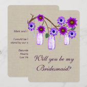 麻の葉の飾りが付いた紫のメイソンジャー　ウェディングプランナーカード 招待状 (正面/裏面)