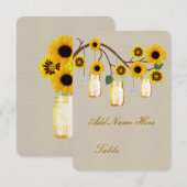 麻の葉の黄色のメイソンジャー テーブルプレースカード 招待状 (正面/裏面)