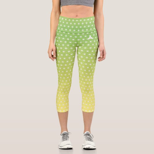 麻の葉アサノハ 日本の|伝統的 KIMONO カプリレギンス (正面)