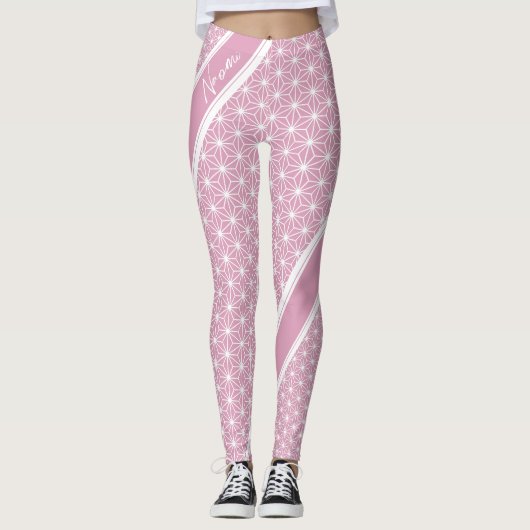 麻の葉アサノハ 日本の|伝統的 KIMONO レギンス (正面)