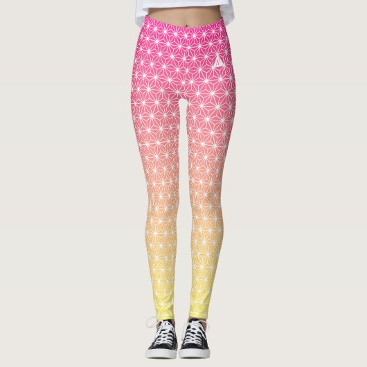 麻の葉アサノハ 日本の|伝統的 KIMONO レギンス (正面)