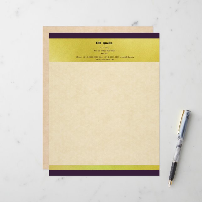 麻の葉文様のエレガントなレターヘッド レターヘッド (正面/裏面インサイチュ)