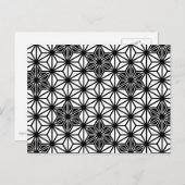 麻の葉模様または星柄、黒白 ポストカード (正面/裏面)