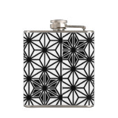 麻の葉模様 - 白と黒 フラスク (裏面)