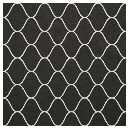 麻の葉模様 - 黒地に白 ファブリック (見本)