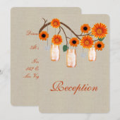 麻の葉 オレンジ色のメイソンジャー 受付カード 招待状 (正面/裏面)