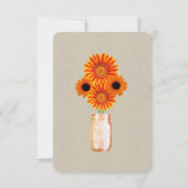 麻の葉 オレンジ色のラスティック メイソンジャー テーブルプレイスカード 招待状 (裏面)