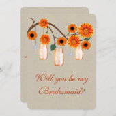 麻の葉 オレンジ色のレンガ調 メイソンジャー風の花嫁の友人へのカード 招待状 (正面/裏面)