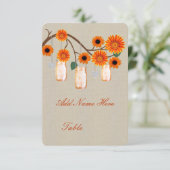 麻の葉 オレンジ メイソンジャー テーブルプレースカード 招待状 (スタンド正面)