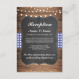 麻の葉 ラスティック ウェディング レセプション カード 木製 青