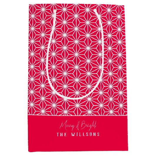 麻の葉 | ASANOHA着物日本の柄クリスマスギフト ミディアムペーパーバッグ (正面)