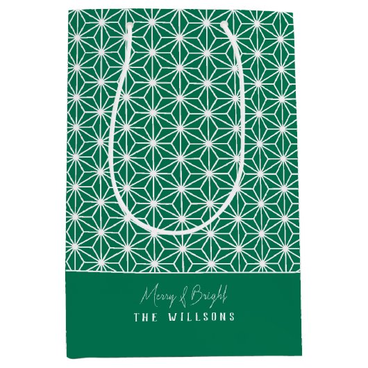 麻の葉 | ASANOHA Japanese Kimono pattern Xmas gift ミディアムペーパーバッグ (正面)