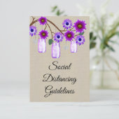 麻の袋の紫の花のメイソンジャー 安全対策 エンクロージャーカード (スタンド正面)