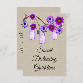 麻の袋の紫の花模様のメイソンジャー 安全対策 エンクロージャーカード