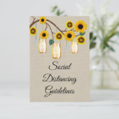 麻の黄色の花模様のメイソンジャー 安全対策 エンクロージャーカード (スタンド正面)