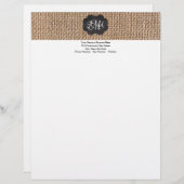 麻の黒板のようなトリプルモノグラムのスクリプト レターヘッド (正面/裏面)