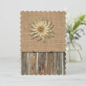 麻ひもと古材の板に有刺鉄線と花の招待状 招待状 (スタンド正面)