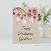 麻ひもピンクの花模様のメイソンジャー 安全対策 エンクロージャーカード (スタンド正面)