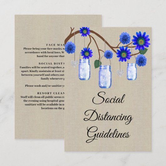 麻ひもブルー花柄メイソンジャー安全対策 エンクロージャーカード (正面/裏面)