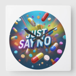 麻薬に対して断る スクエア壁時計