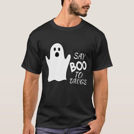 麻薬のハロウィーンの赤いリボン週間にブーと言う Tシャツ (正面)