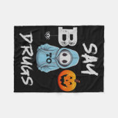 麻薬の面白いハロウィーン赤いリボン週間Aにブーと言う フリースブランケット (正面(横))