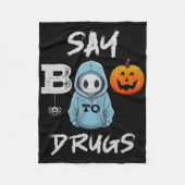 麻薬の面白いハロウィーン赤いリボン週間Aにブーと言う フリースブランケット (正面)