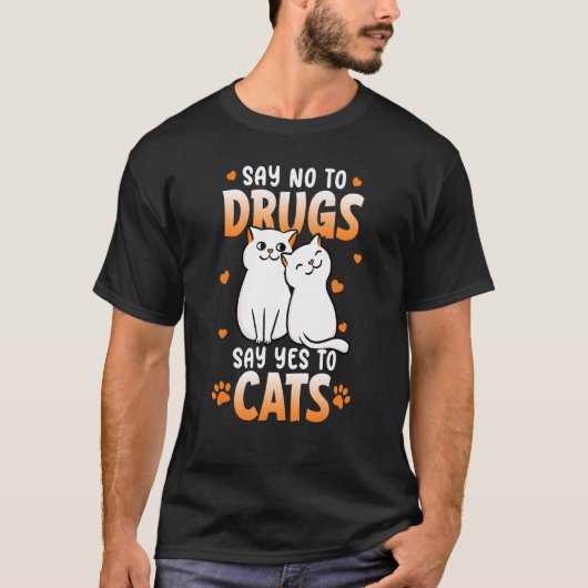 麻薬は猫にYesを言うRed Ribbon Week Tシャツ (正面)