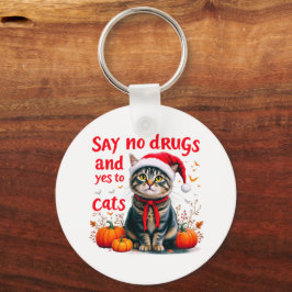 麻薬や猫Yesにノーと言う完璧な認識度 キーホルダー