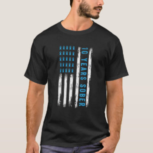 麻薬アルコール中毒回復10年Sober Usa Tシャツ