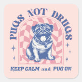 麻薬保ではないレトロの上で落ち着いてパグ スクエアシール (正面)