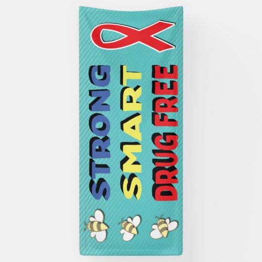 麻薬抜頭が切れるきの赤いリボン週間が強い 横断幕 (縦)