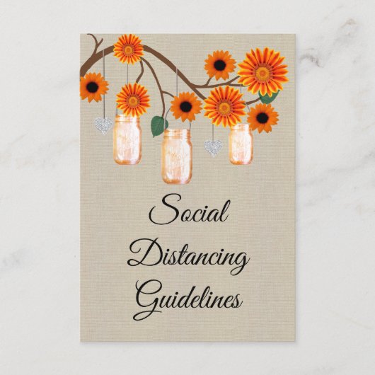 麻袋オレンジ花柄メイソンジャー安全対策 エンクロージャーカード (正面)